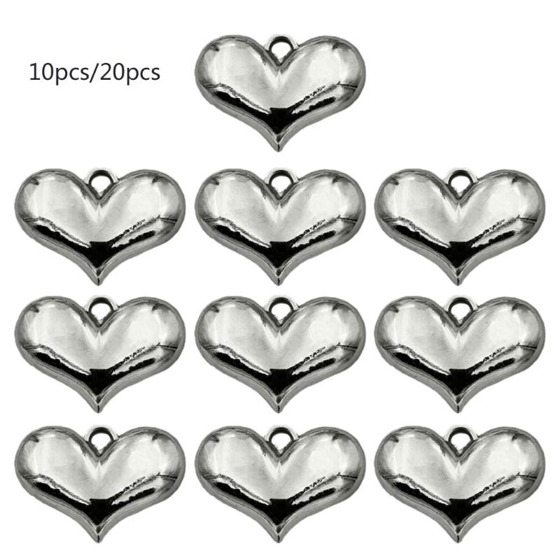 10/20xElegant Heart Pendant for Choker Necklace Making Earring Bead for DIY Necklace Jewelry Making Pendant with Hole