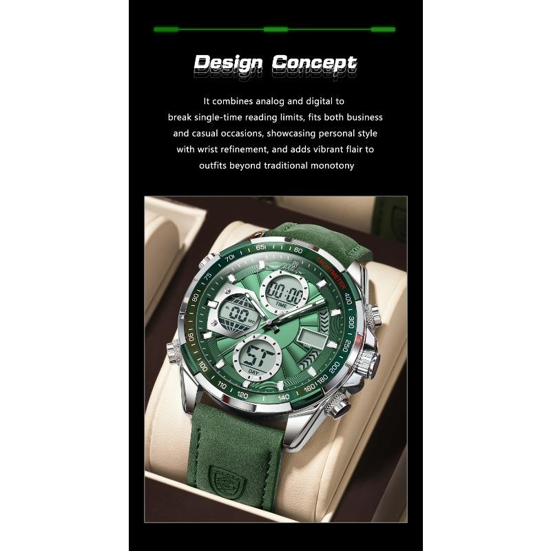 POEDAGAR Luxury Men Watch Luminous Week Date Digital LED Quartz Clock Alarm Dual Time Display Electronic Watches
