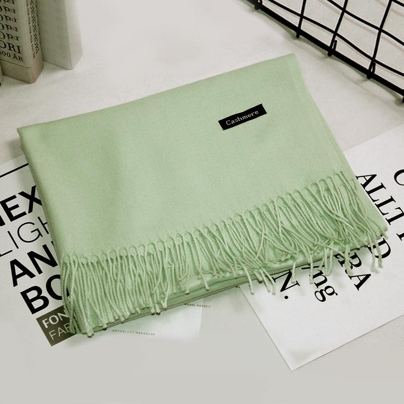 Imitation Cashmere Scarf - Solid Color, Warm Red & Navy Blue with Tassels, Perfect for Ladies' Winter Wear and Annual Meetings