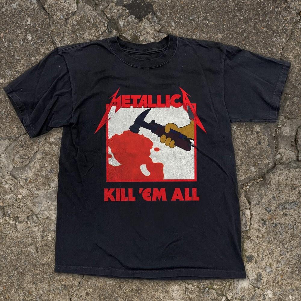 Metallica - Kill  Em All Забавная черная унисекс футболка Размеры S-5XL Унисекс футболка L
