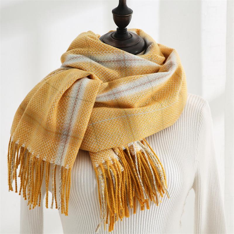 Fashion Plaid Scarf Women's New Autumn and Winter Sweet Imitation Cashmere Scarf Thickened Warm Shawl
