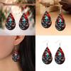 Halloween Themed Flower Skull Patterns Water Droplet Shaped Women Earrings