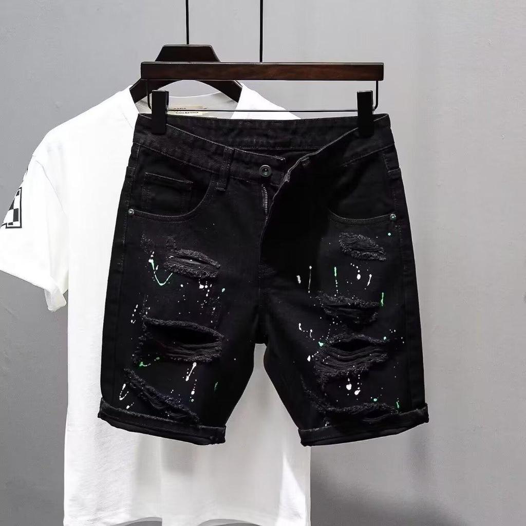 Summer Men's Casual Thin Ripped Denim Shorts