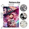 Halloween pearl painting art full pearl handmade diy home decorations witch with cat design vibrant colorful aesthetic wall art decor