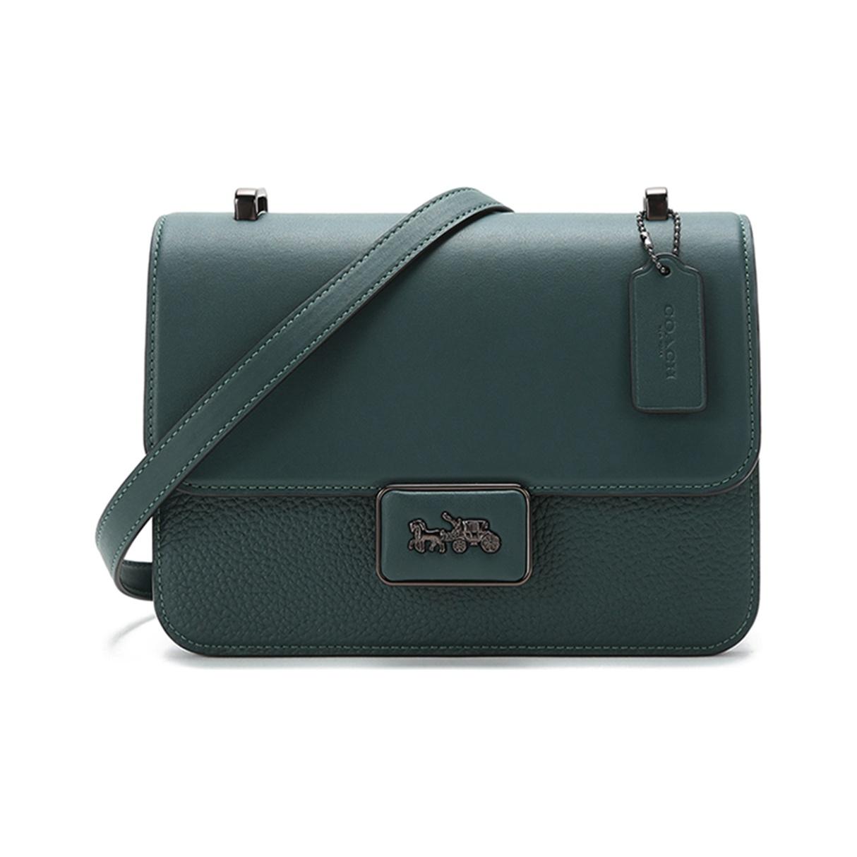 Coach Alie Color-Blocked Leather Crossbody Bag Women crossbody bag Forest-Green C0714-V5FOR Basic Set (Bag+Dust Bag)