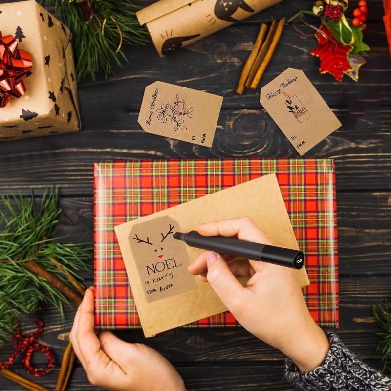 200Pcs Christmas Decorative Sticker 5x7.5cm Adhesive Wrapping Label for Seal Envelope Card Holiday Present Packaging