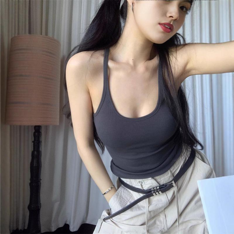 I-word Small Halter Vest Female Spring with A Base Sweet Spice Girl Beauty Back Top