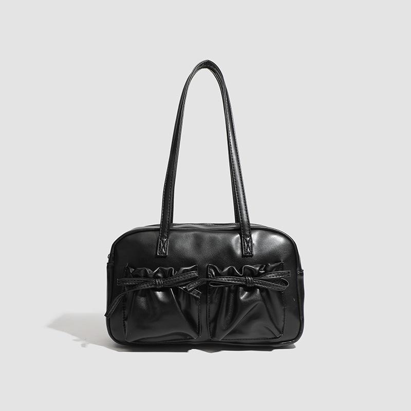 

Модная сумка-тоут большой вместимости для поездок на работу, женская, новая трендовая 2025 года, студенческая сумка через плечо для занятий, повседневная портативная сумка-тоут чёрный