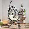 Vidaxl Cadeira de Suspensão tipo Casulo com Suporte, Bege, Rattan e Aço