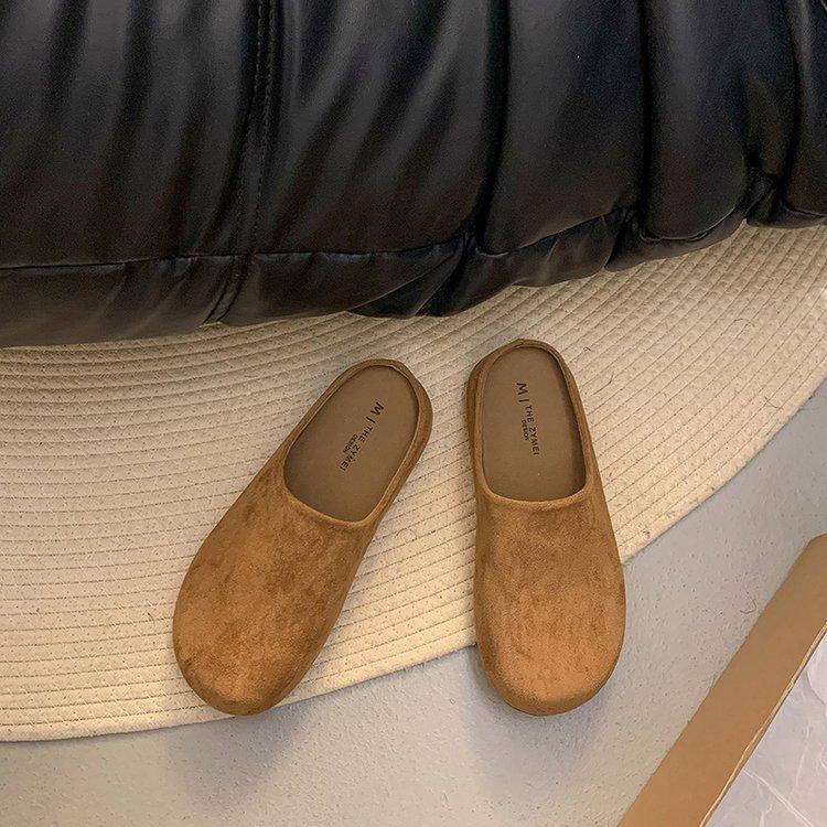 Soft Leather Version~ Thick Bottom Boken Bag Head Half Slippers Women Wear Half Tray 2025 Spring Pregnant Women Retro Ugly Boken Tide