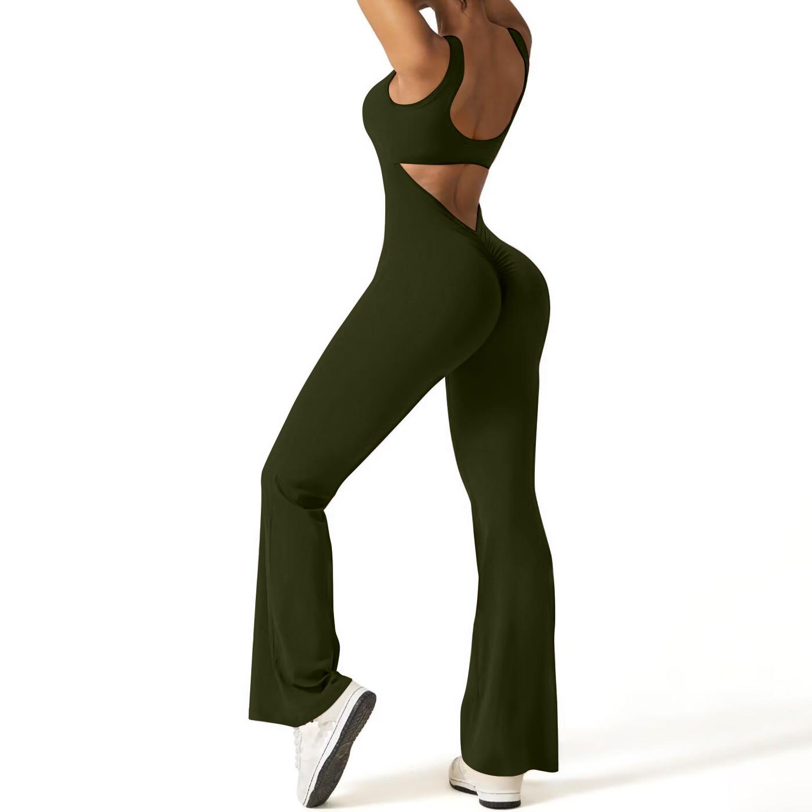 

Women s Jumpsuit Solid Color Sexy Backless Tight Fitting Elastic Sports Sleeveless Jumpsuit XXL