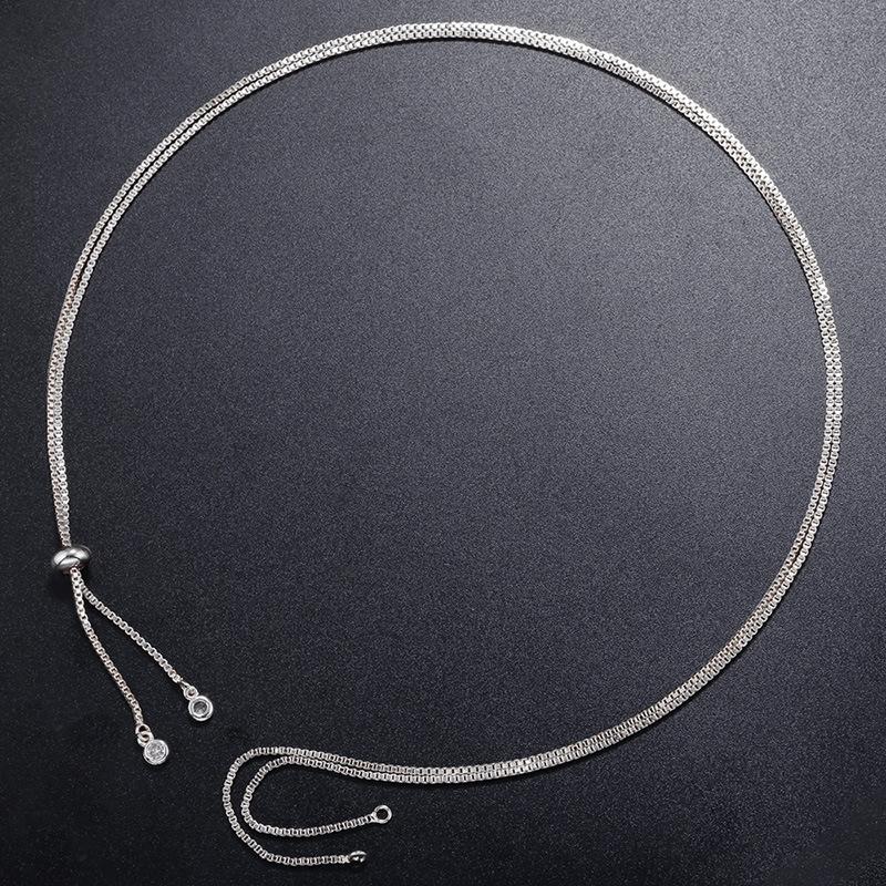 

Регулируемое колье-пуллер Женское Коробчатая цепочка Латунь Позолоченный Сохранение цвета Простые DIY аксессуары Колье Vl240 белого золота