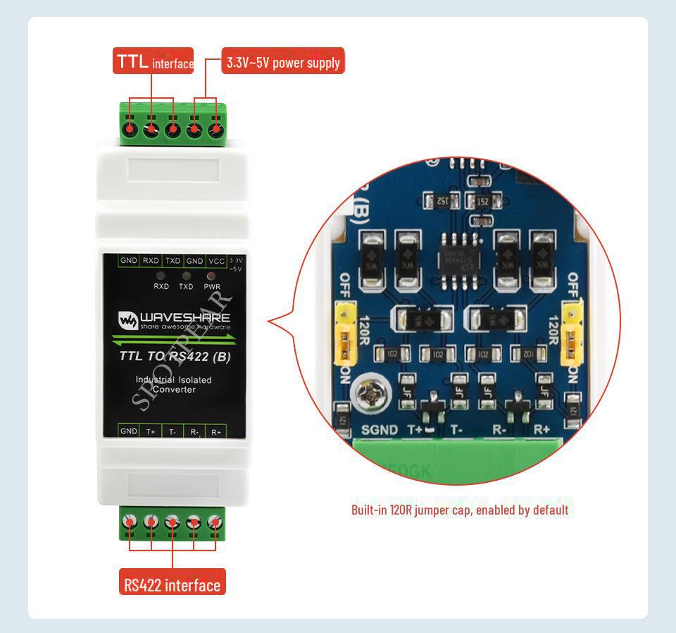 Industrial-Grade Electrically Isolated TTL To RS422 Converter with Multiple Protection Circuits