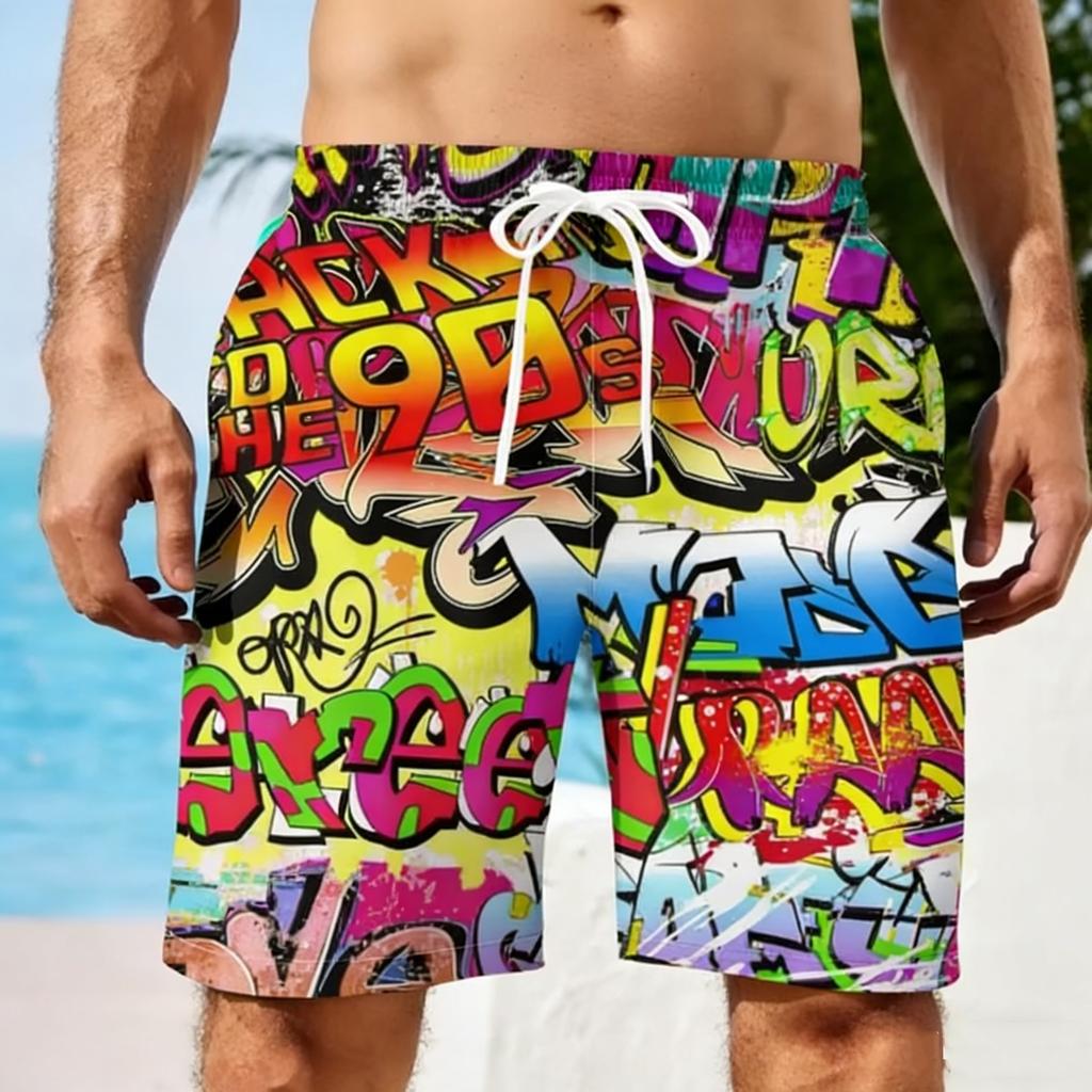 Men 80s 90s Shorts 3D Print Retro and Trendy Short Pants For Men's Beach 80s Shorts Male Summer Hawaiian Board Short Swim Trunks