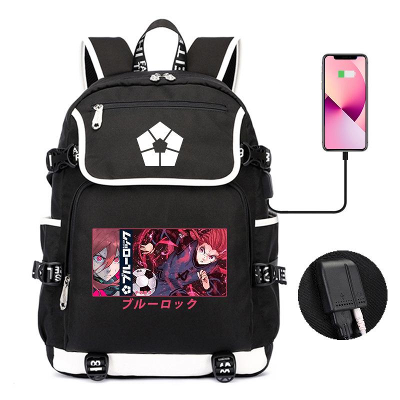 Animation Student Schoolbag, Blue Prison Blue Lock Surrounding Large Capacity Backpack Computer Bag