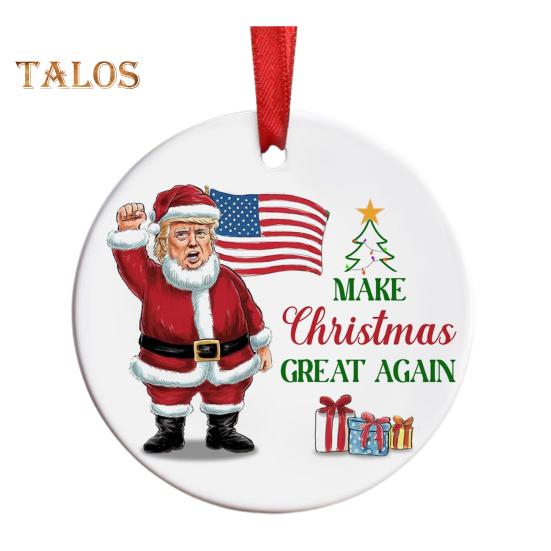 1/2/3/5/10Pcs Trump 2024 Christmas Ornament Make Christmas Great Again Santa Ornament Hanging Holiday Decoration for Supporters