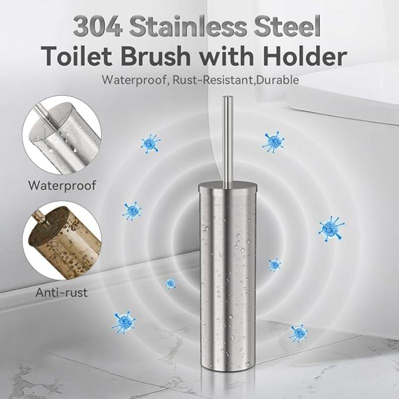 1PC Toilet Brush and Holder Set Toilet Bowl Brush for Bathroom with Long Handle Stainless Steel Toilet Cleaner Brush