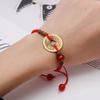 Tiger Year Red Rope Bracelet Handmade Bronze Coin Braided Lucky Rope for Family