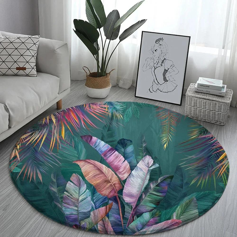 Lotus Landscape Painting Round Carpet Chair Sofa Carpets Home Living Room Bedroom Bathroom Floor Mat Printed Home Decorations