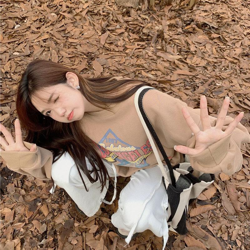 Sleeve O Neck Long Women Loose Pullovers Female Tops Solid Color Sweatshirts