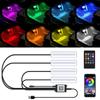 4Pcs LED Car Interior Atmosphere Backlight Ambient Mood Foot Light With Cigarette USB Lighter Decorative APP Remote Control Lamp