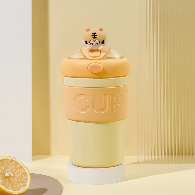 Creative Straw Cup, Simple Women's Glass Cup, Office Girl, High-looking and Cute Water Cup, Double-layer Insulated Cup