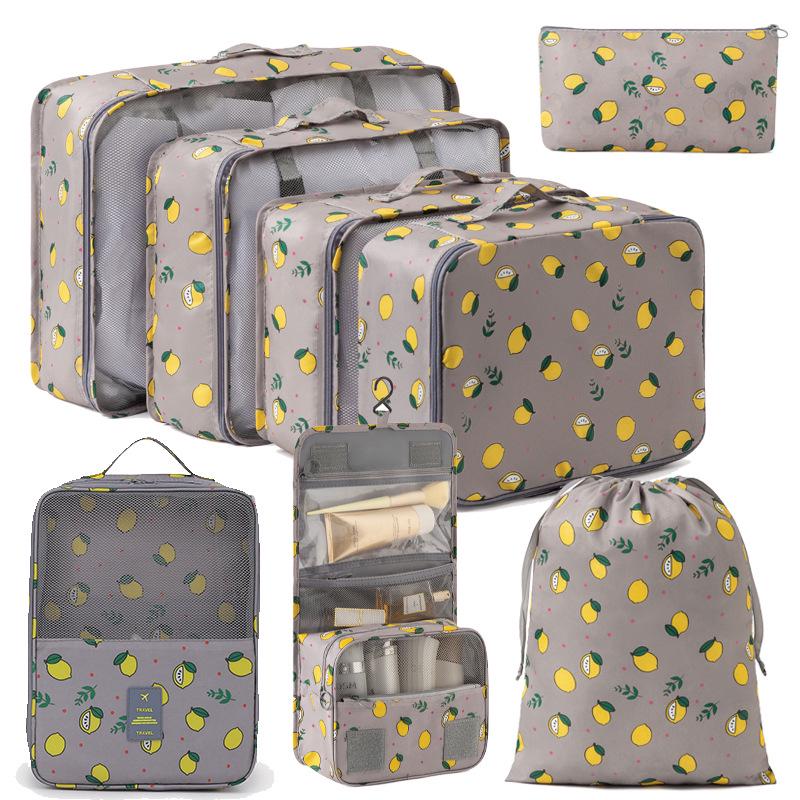 Eight-Piece Waterproof Travel Storage Bag Set for Business Trips - Large Capacity