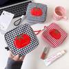 Tomato Plaid Small Makeup Bag Square Mini Organizer Bag CCD Camera Sanitary Napkin Lipstick