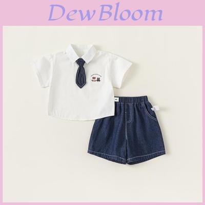 Kinder Schulstil Kurzarm Denim Kleid Zweiteiliges Set Für Mädchen Sommer Spielen