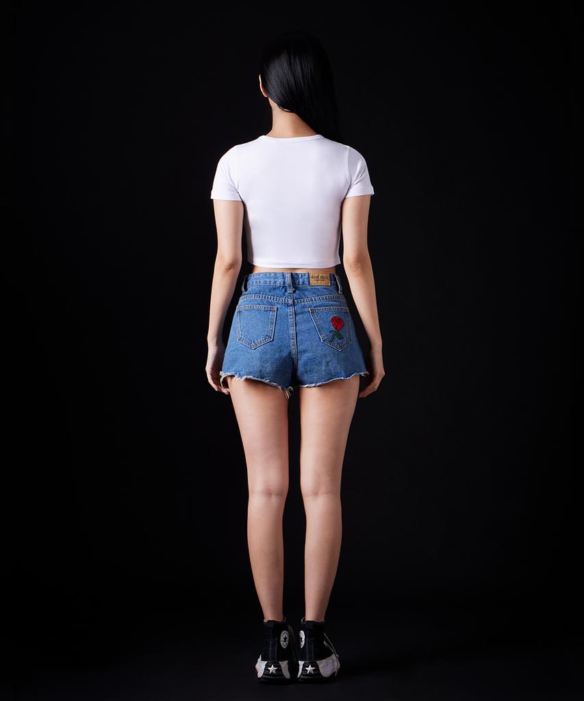 ASTRAL PROJECTION Mariposa Supima Spandex Crop Top_White