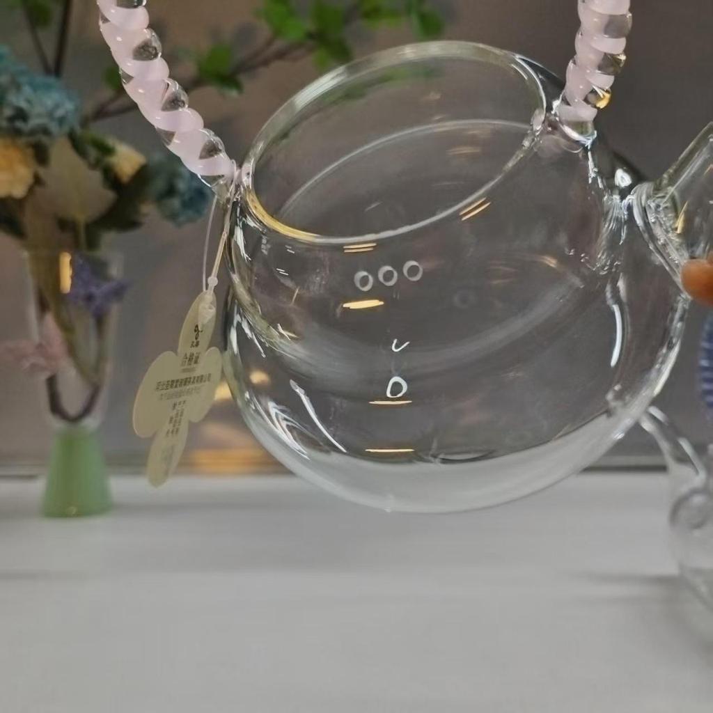 High Borosilicate Glass Teapot, Kung Fu Style Flower Design, Women's Household Kettle, In Stock