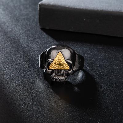 European and American Triangle Artificial Eye Skull Retro Creative Personality Fashionable Charm Men Ring