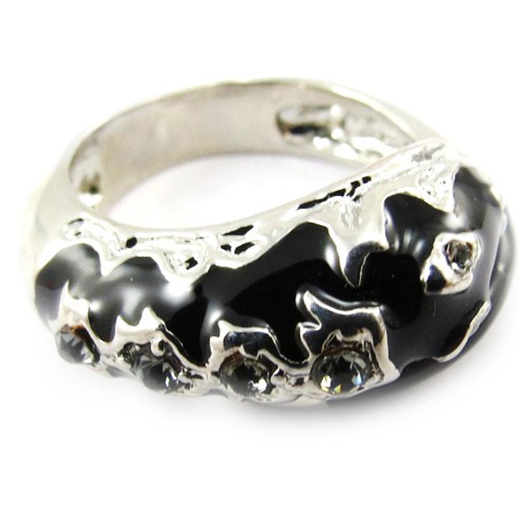 Les Trésors De Lily [J4026] - Silver Black 'Temptation' Designer Ring