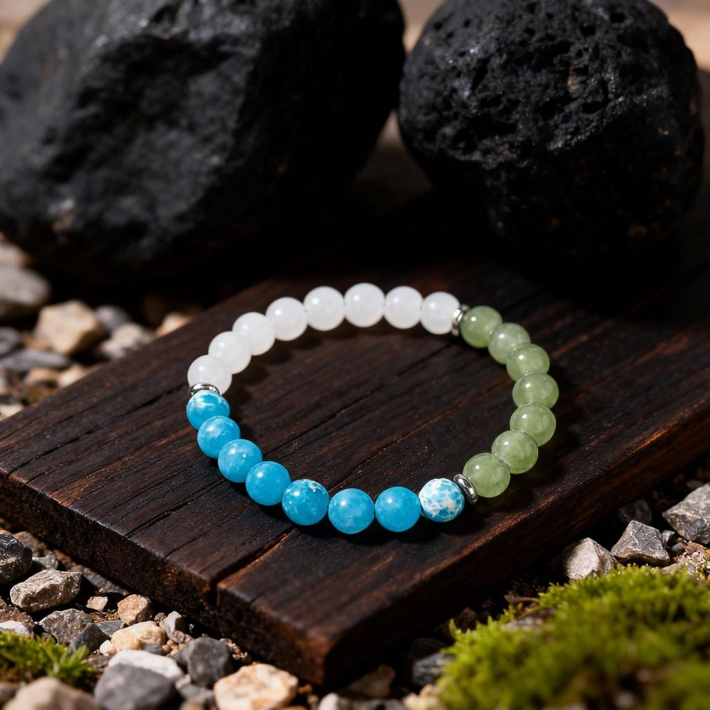 Festive Gifts White Jade Prehnite Blue Cracked Agate Beaded Bracelet Natural Fashion Jewelry For Men Women Daily Wear Gift