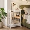 Serving Trolley, 3 Tiers, Slatted Shelves, Fall Prevention, Bamboo, 55 X 20 X 75 Cm
