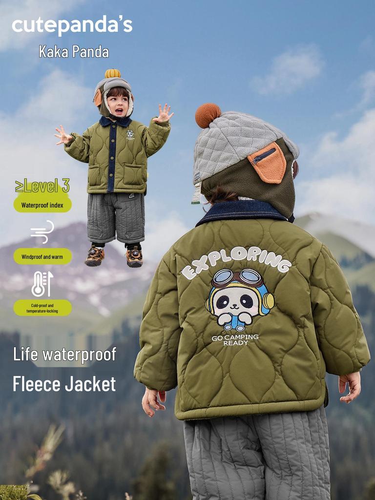 Kaka Panda Kids' Winter Fleece Jacket - Boys' and Girls' Warm Cotton Coat