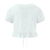 European and American Style, New Women's Clothing, Lace Splicing Wavy Edge Lace-up Short Bubble Sleeve Top