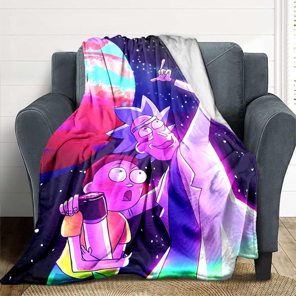 1 szt. Koc Rick i Morty Lekki Flanelowy Kocyk Na Sofę, Łóżko, Podróż, Salon, Biuro, Kanapę, Krzesło I Łóżko