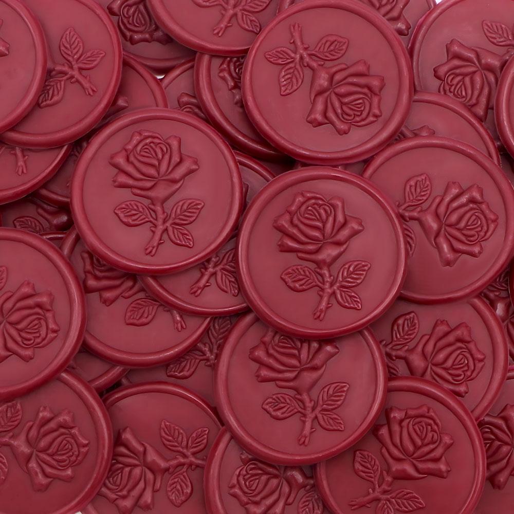 50Pcs Rose Wax Seal Stickers, Round Roses Seal for Envelope, Easy To Use and Good Adhesion Envelope Stickers, Wedding Invitation