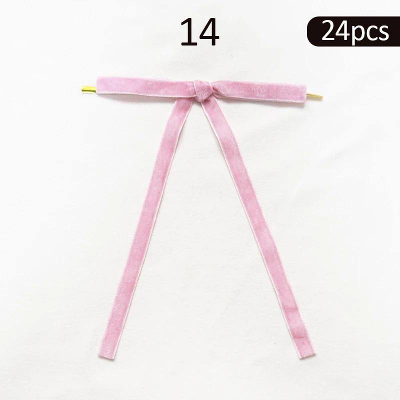24pcs Velvet Bow Christmas Ribbon Decoration for Xmas Home Decor Tree Wreaths Gift Wrapping DIY Crafts Festive  2025 New Year