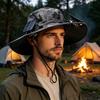 Men Hat Summer Outdoor Mountaineering Fishing Anti-UV Sun Hat with USB Solar Charging Built-in Fan Three Speed Settings Hiking Cooling Hat