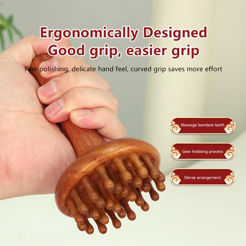 Multi-Functional Wood Therapy Massage Comb Scalp Head Massager Natural Wood Circular Tooth Guasha Scraping Body Massager