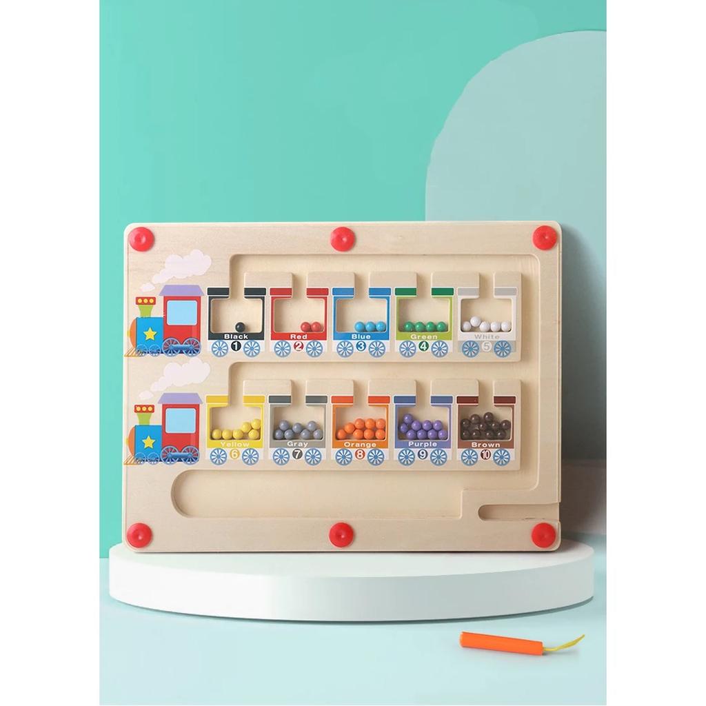 Crianças Montessori Brinquedo Caneta Magnética Jogo de Bola em Movimento Classificação de Cores Tabuleiro de Contagem Treinamento Motor Fino Brinquedos Educativos Sensoriais