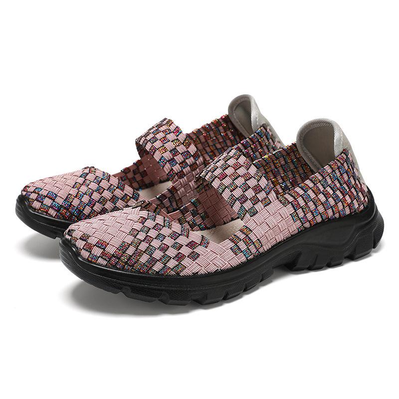 Women's Hand-knitted Loafers Sneakers Casual Lightweight Non-slip Walking Shoes Breathable Flats Dress Shoes Low-Top Work Loafer Shoes for Women
