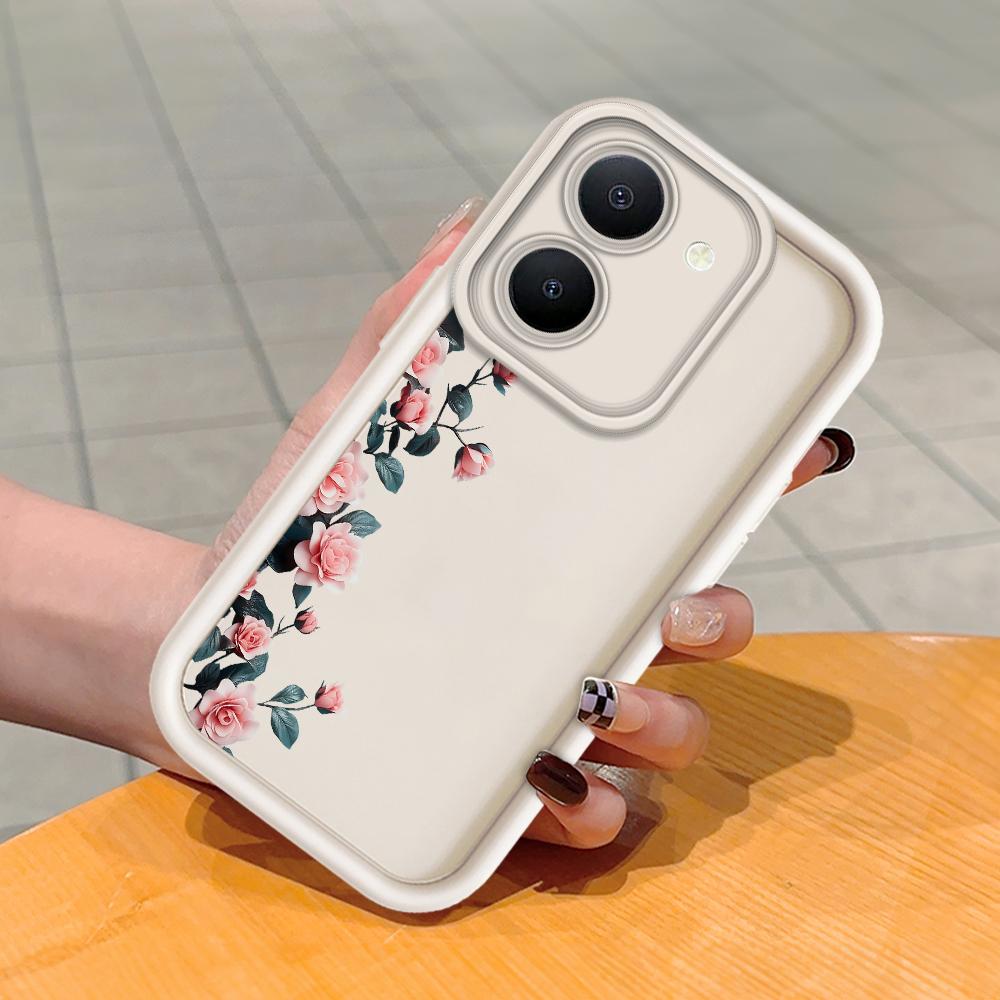 Měkký silikonový čtvercový žebříkový vzor tisku Pouzdro telefonu Plný kryt fotoaparátu Ochranné pryžové pouzdro odolné proti nárazům pro Vivo