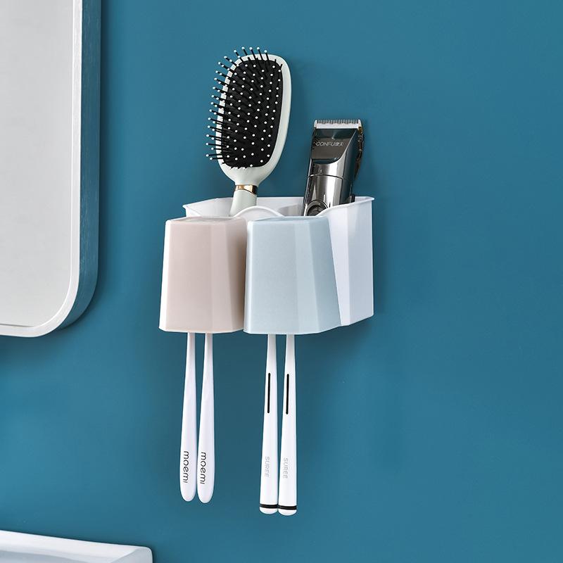 820 Bathroom Wall-Mounted Toothbrush Rack, Non-Punching Washing Cup, Toothpaste Storage Rack, Bathroom Washing Cup Set