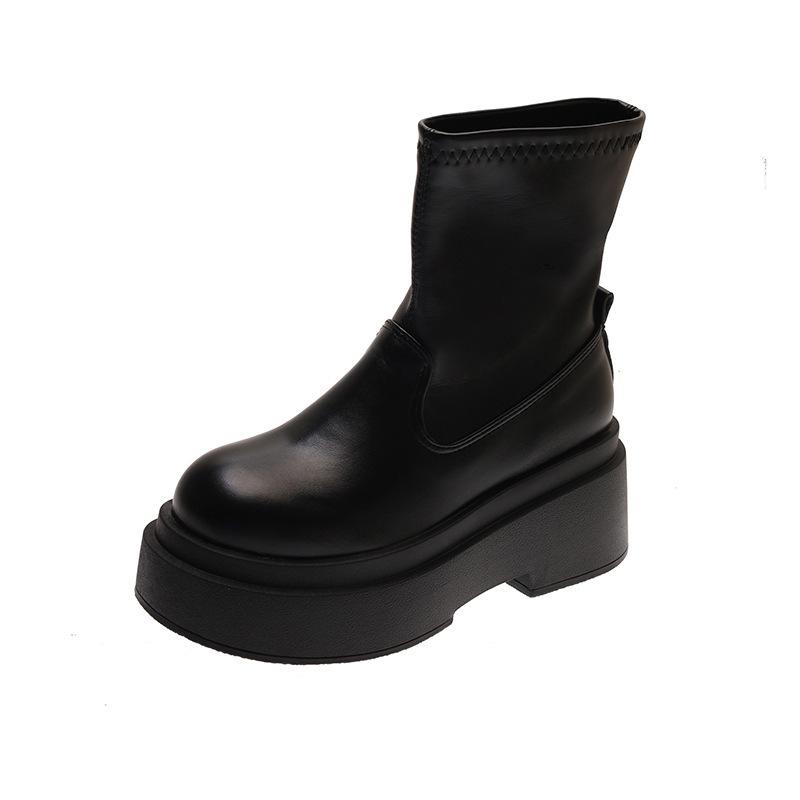 Beige heightening jk new spring and autumn college style Martin boots women's short boots feeling small man thick bottom