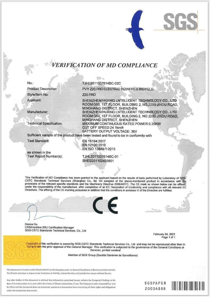 PVY Z20 Pro elektrokolo 500W motor s nábojem 25 km/h Max. rychlost 10,4 Ah Vyjímatelná baterie Dojezd 80-100 km LCD displej – šedý