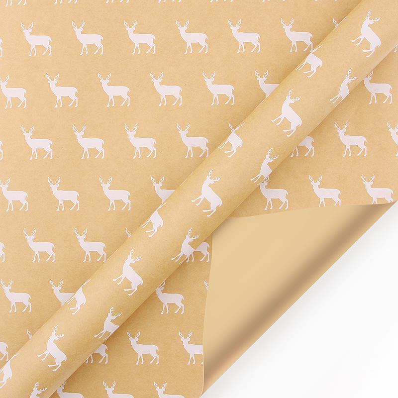 

80g Kraft Paper Gift Wrap - Vintage Christmas Tree & Snowflake Design for DIY Projects and Gifts
