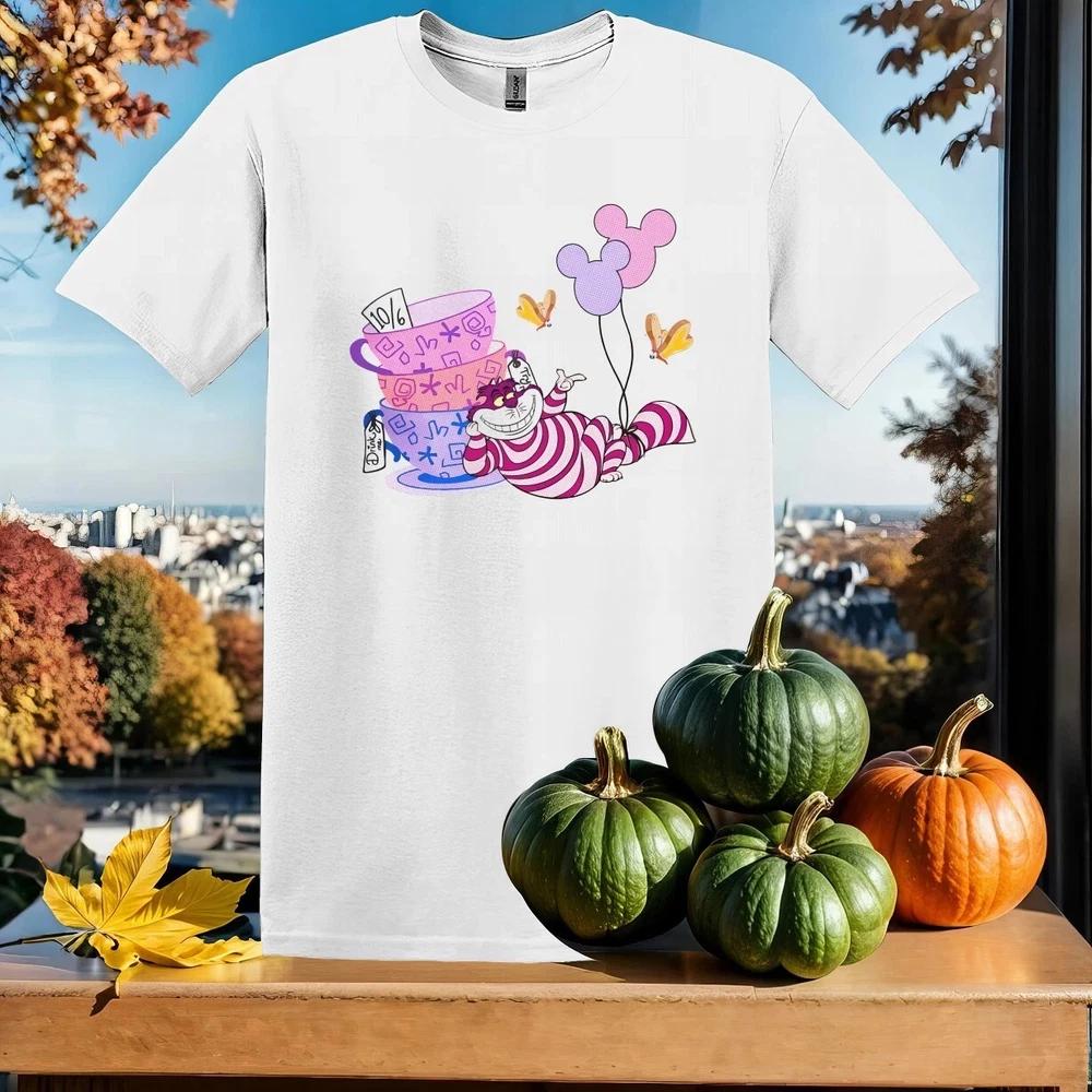 Alice In Wonderland Cheshire Cat Tea Relax White TShirt Size S4XL S